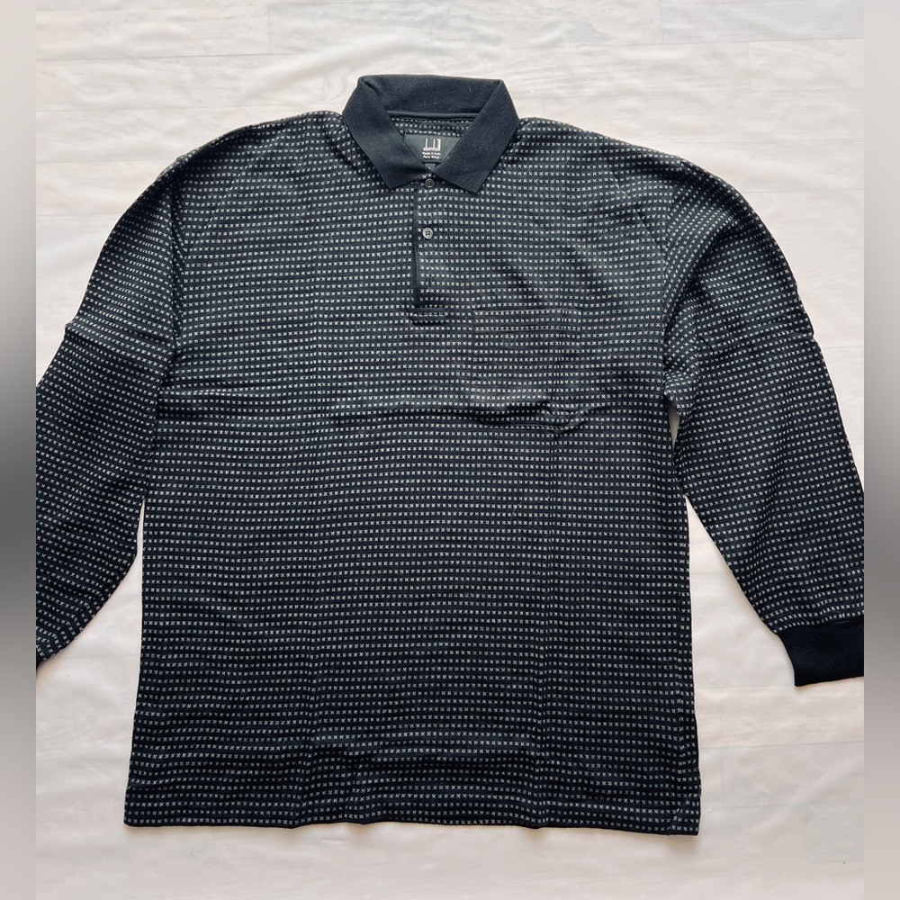 Dunhill wool knit polo Sweater black Long sleeves Polo Shirt men's L